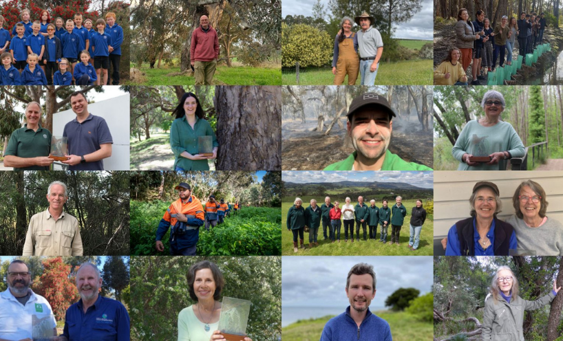 A collage of the Landcare award volunteers